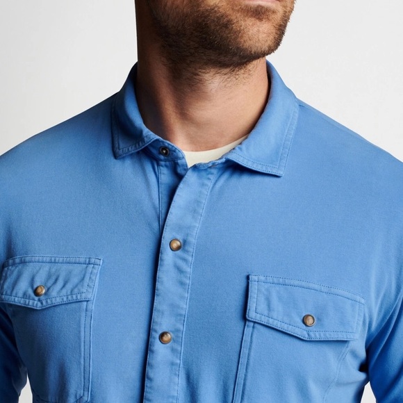 PETER MILLAR CROWN Blue Granite LAVA WASH JERSEY Men's Shirt XL - Picture 4 of 9